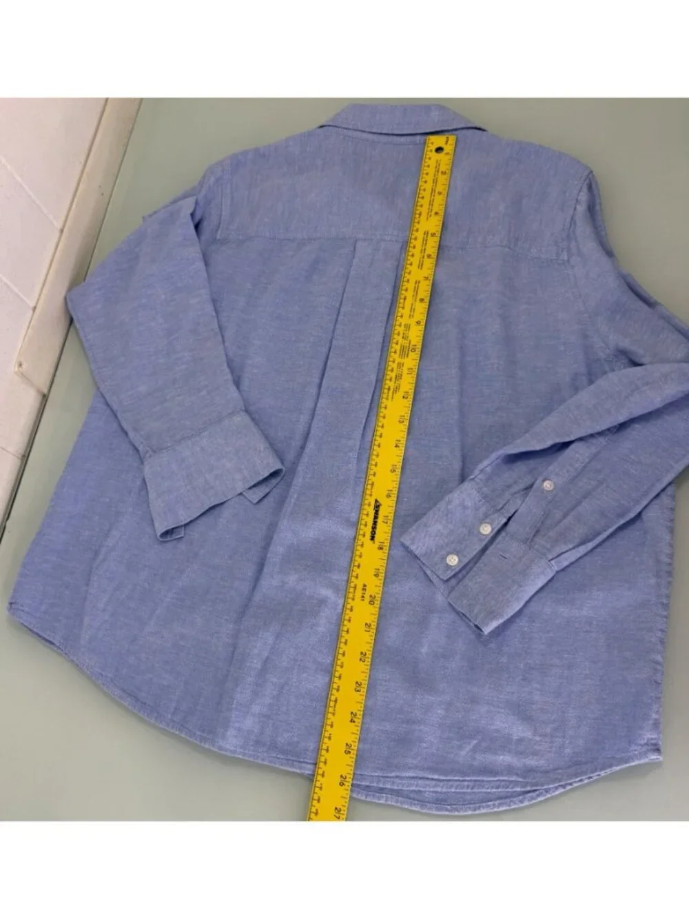 Banana Republic Tunic Shirt Women's Linen Rayon Button Up Chambray Long Sleeve